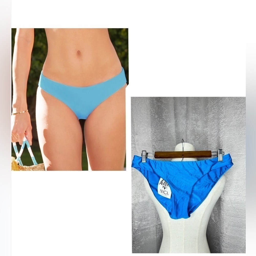 NWT Becca by Rebecca Virtue Adela Ruched Hipster Bikini Bottom Dark Teal Sz M